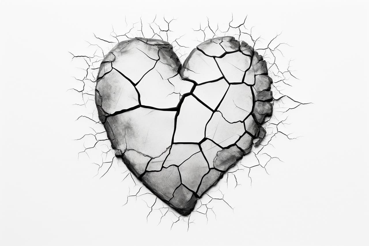 How to draw a cracked heart