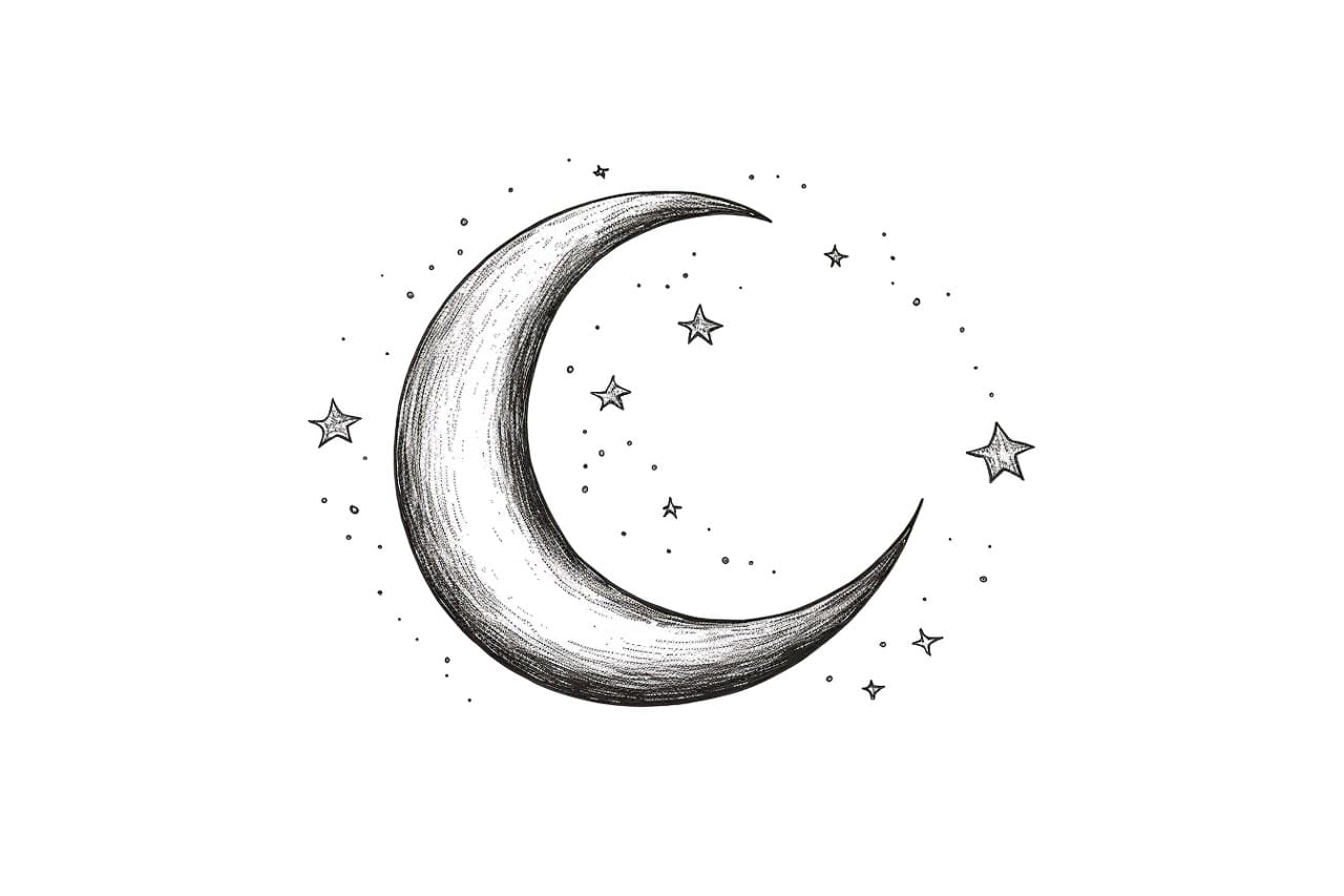 how to draw a crescent moon