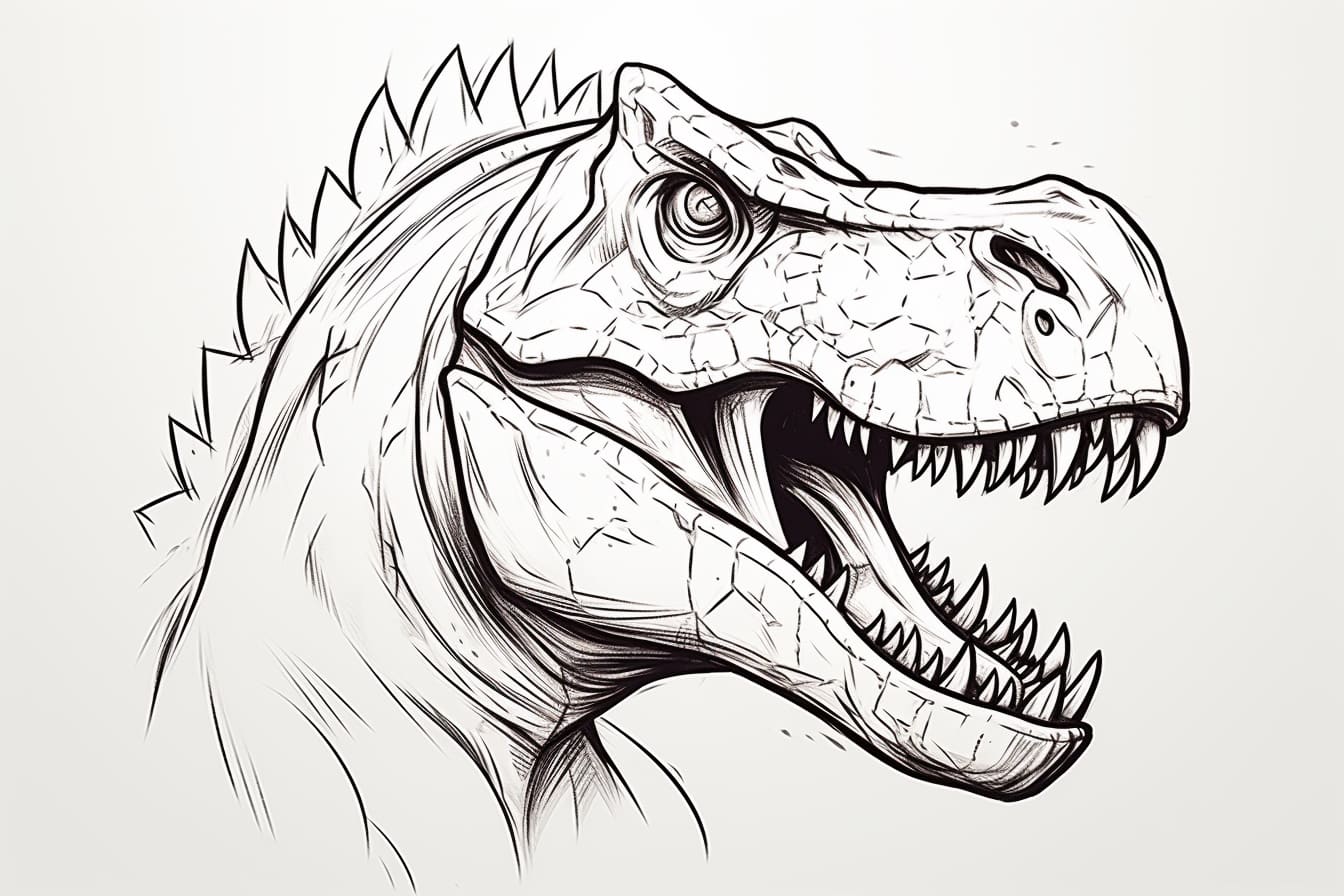 How to Draw a Dinosaur Head Yonderoo