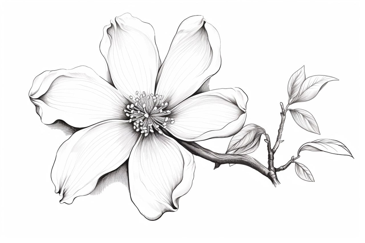 how to draw a dogwood flower