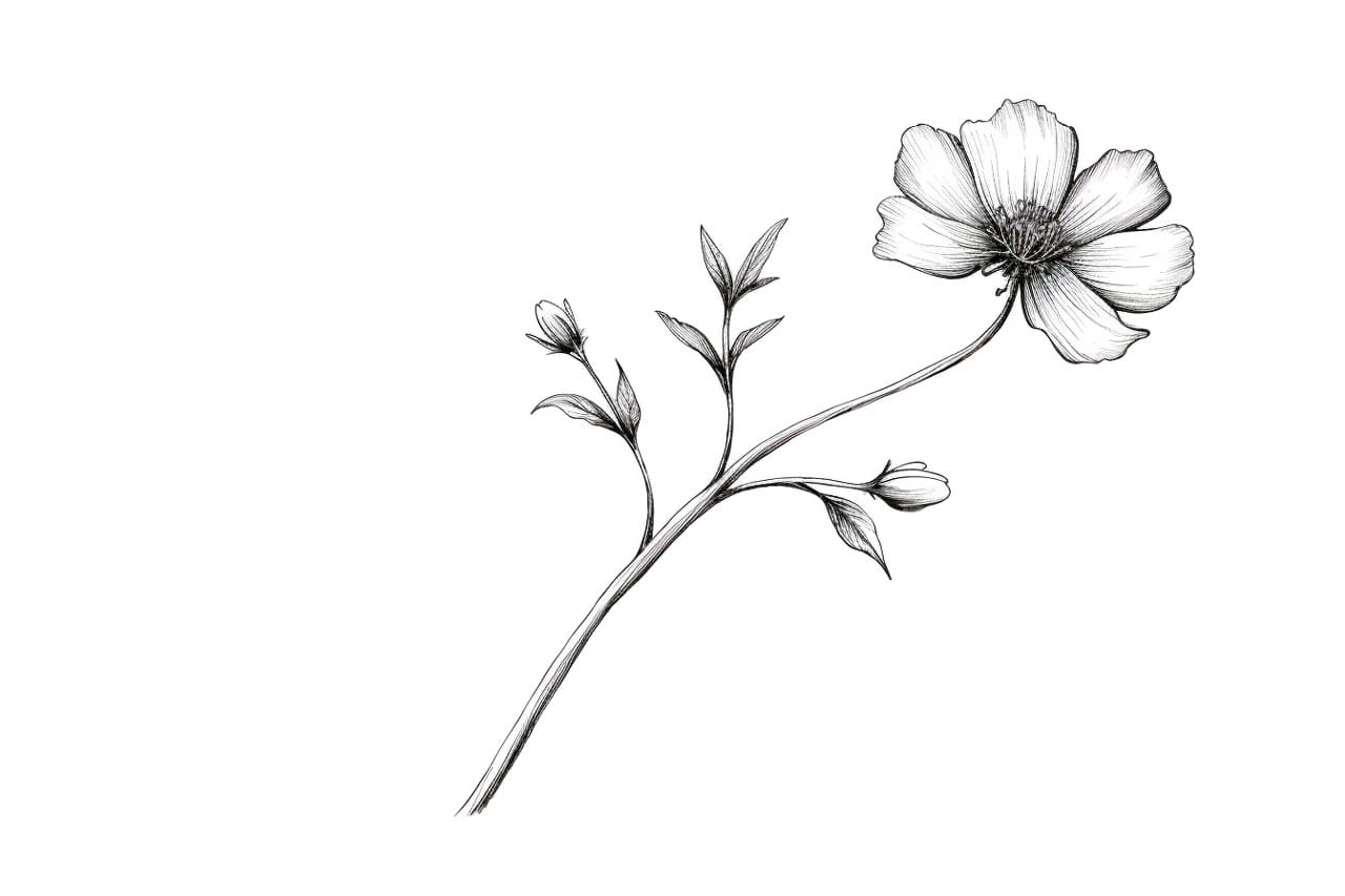 how to draw a flower stem
