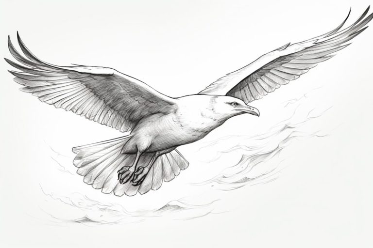 how to draw a flying seagull