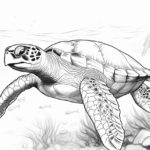 how to draw a green sea turtle