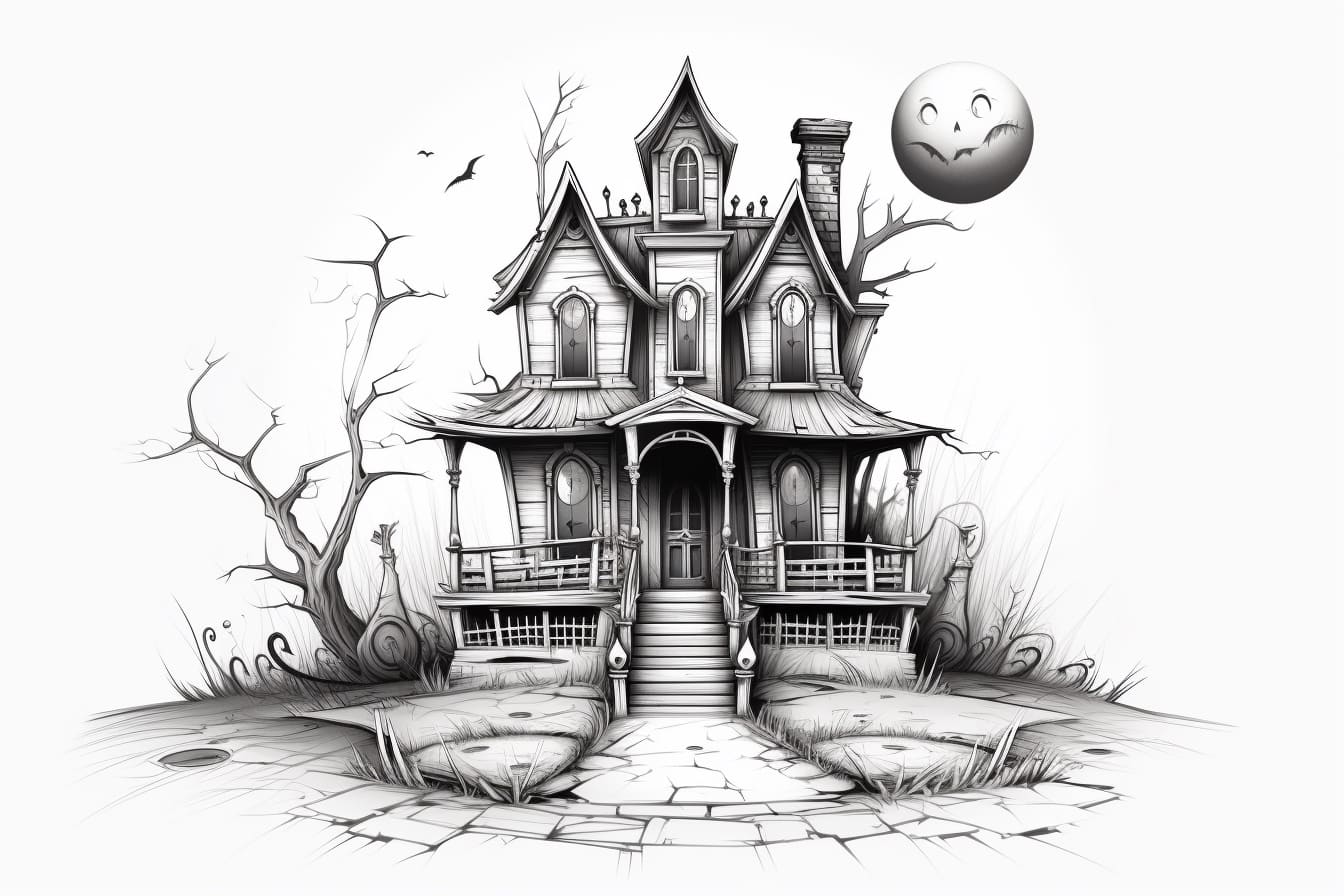 How to Draw a Halloween House Yonderoo