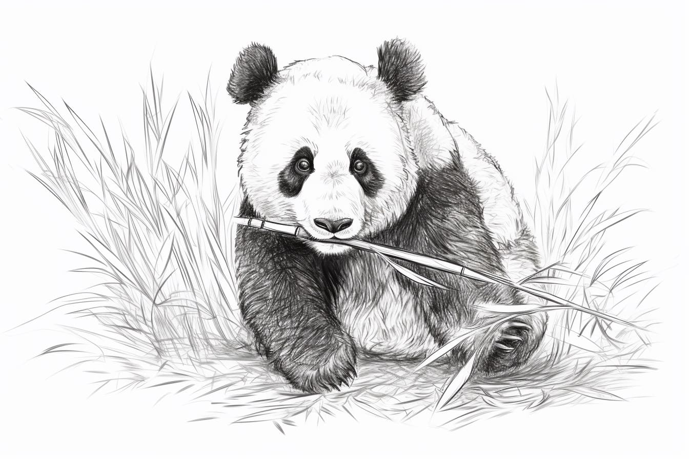 How to Draw a Panda Eating Bamboo