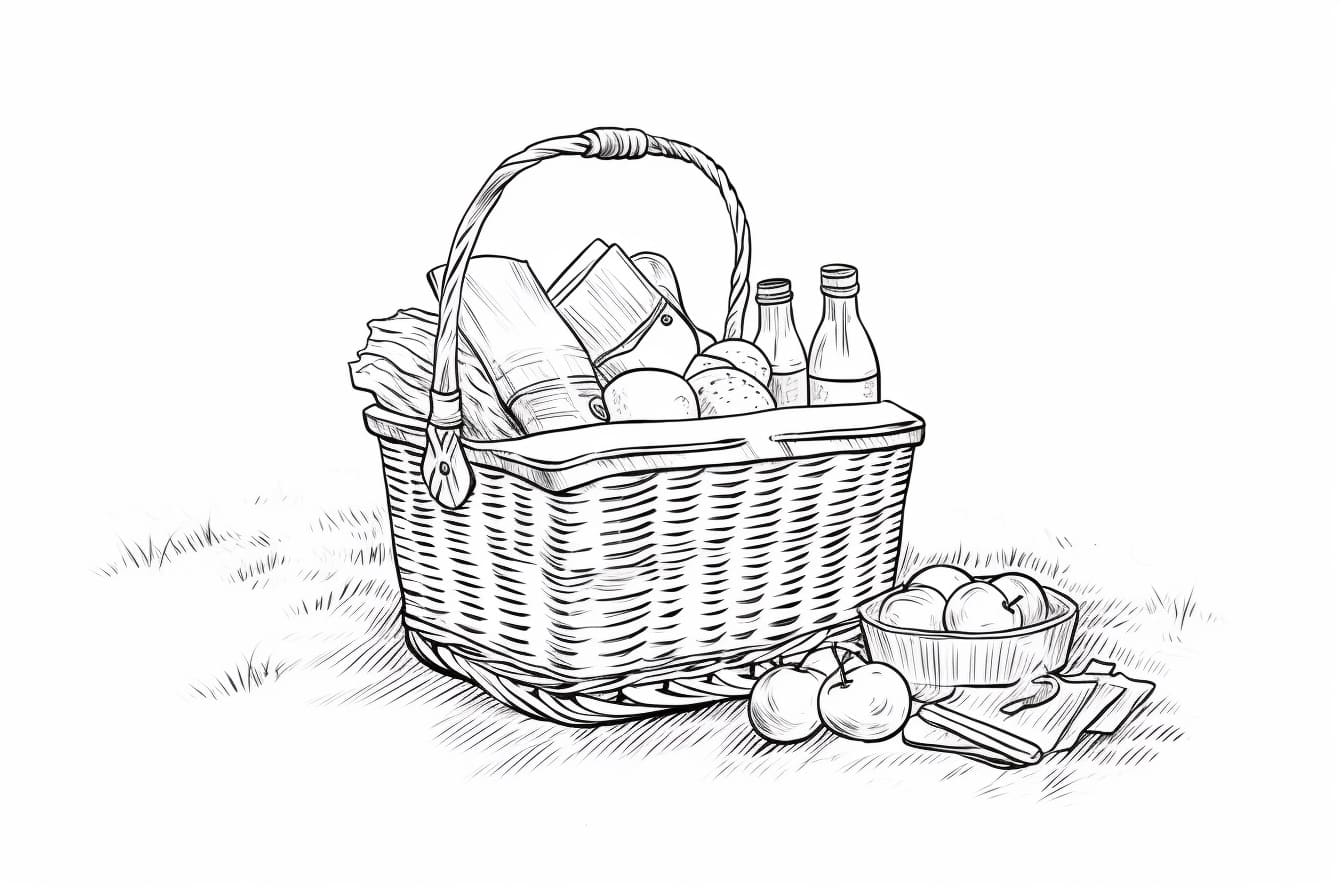 How to Draw a Picnic Basket Yonderoo