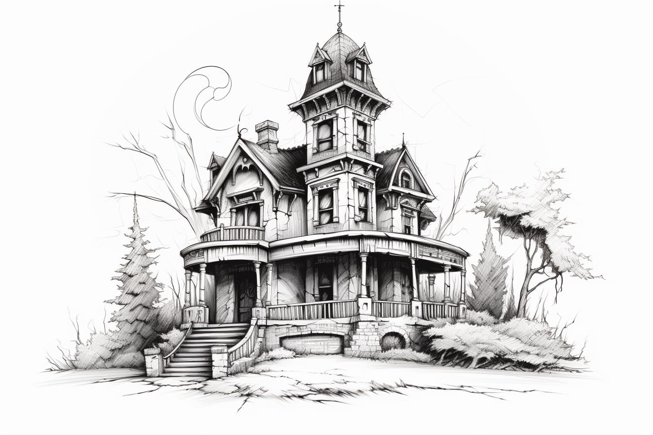 How to Draw a Spooky House