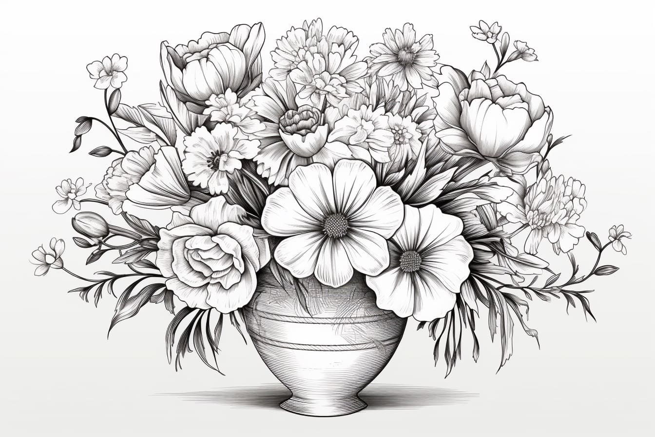 How to Draw a Vase of Flowers