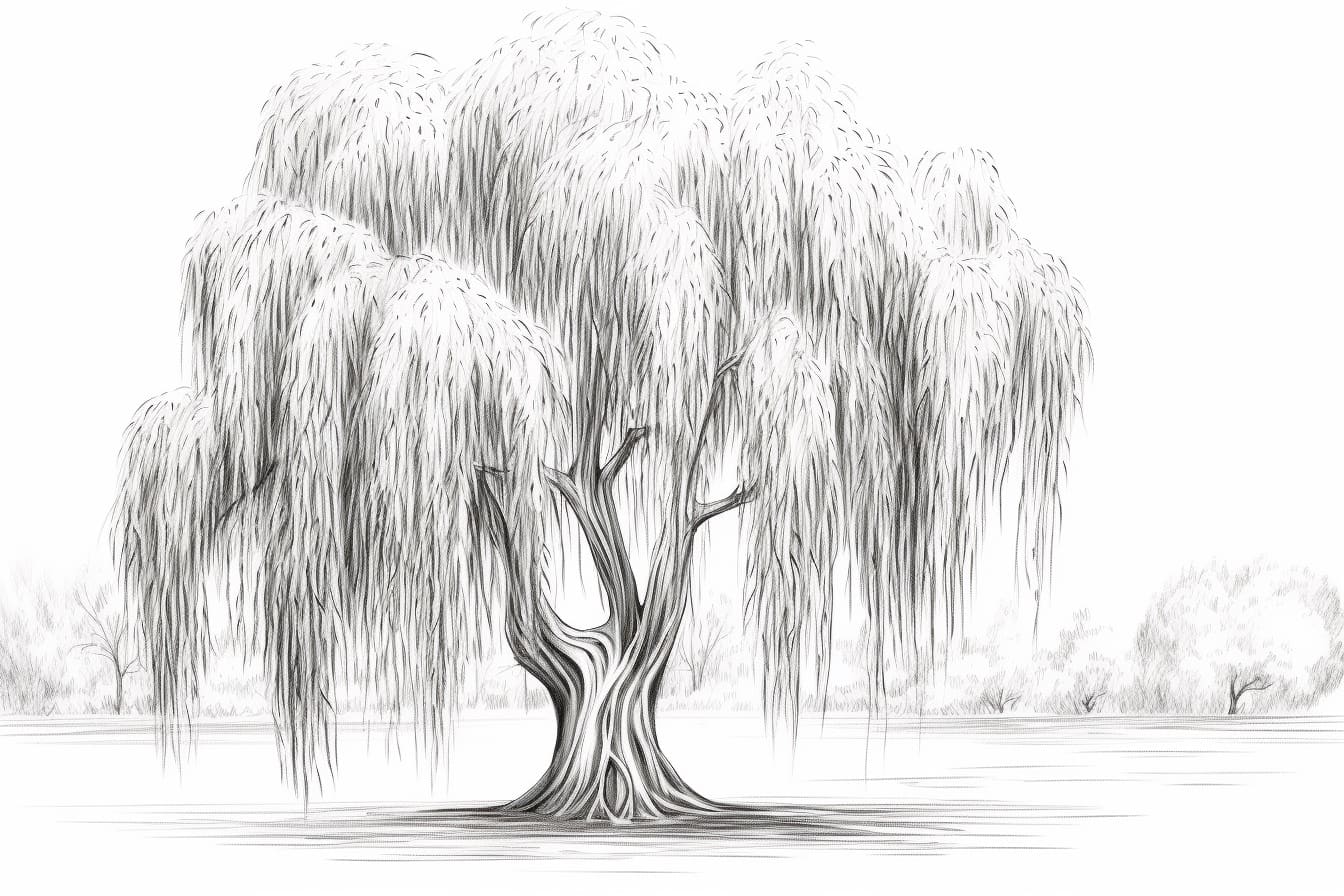 How to Draw a Weeping Willow Tree Yonderoo