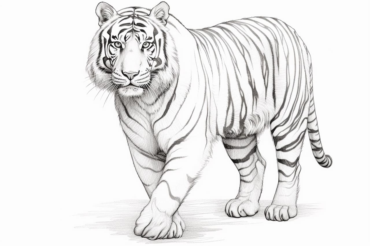 how to draw a white tiger