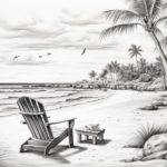 beach scene with beach chair