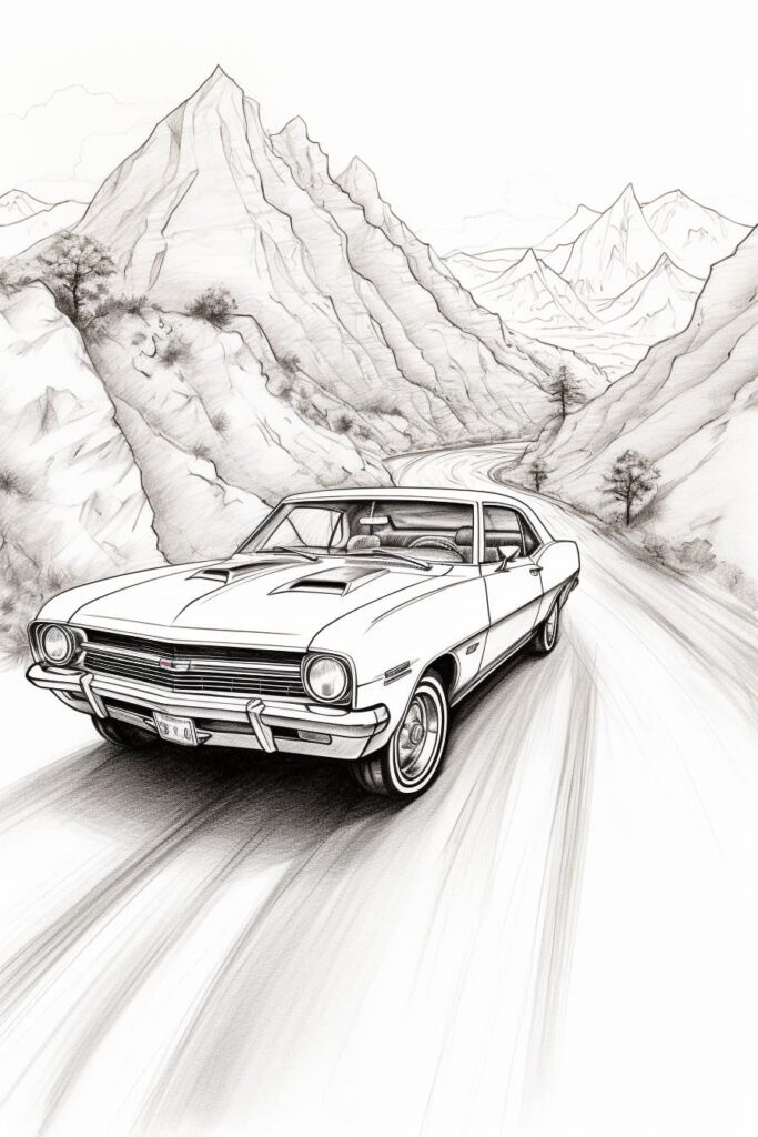 classic car in a mountain setting