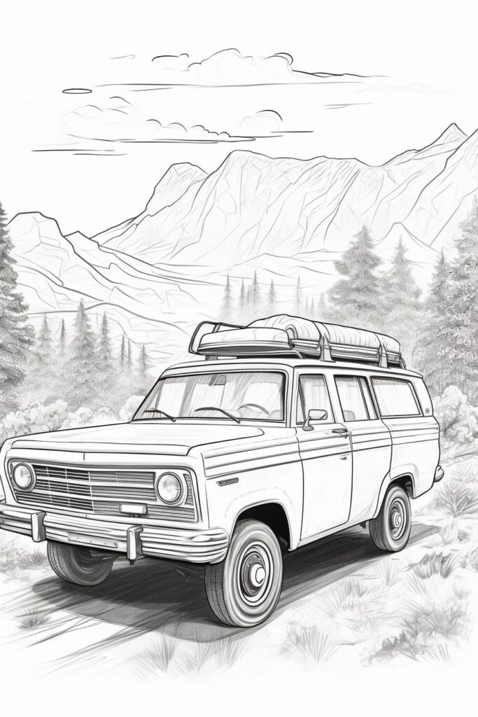 classic car in rugged terrain