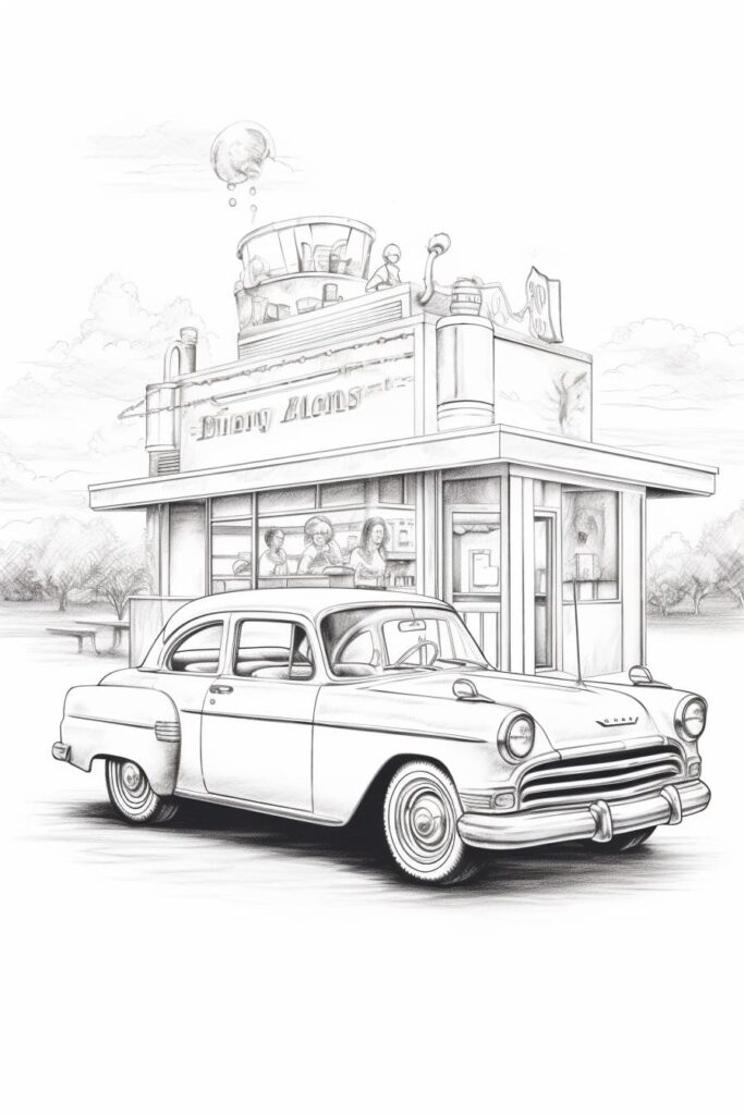 sketch of a classic car