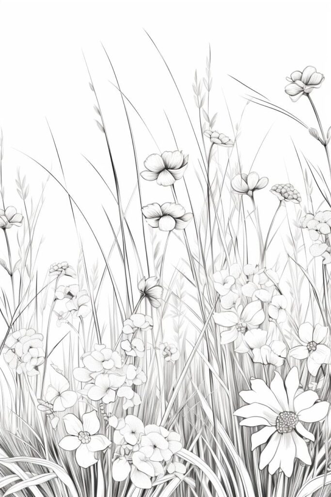 flower field sketch