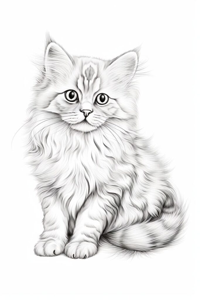 fluffy cat sketch