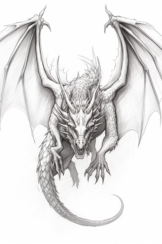 sketch of a flying dragon