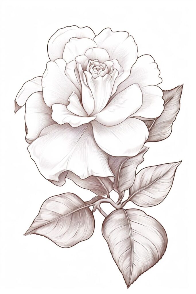 sketch of a gardenia flower