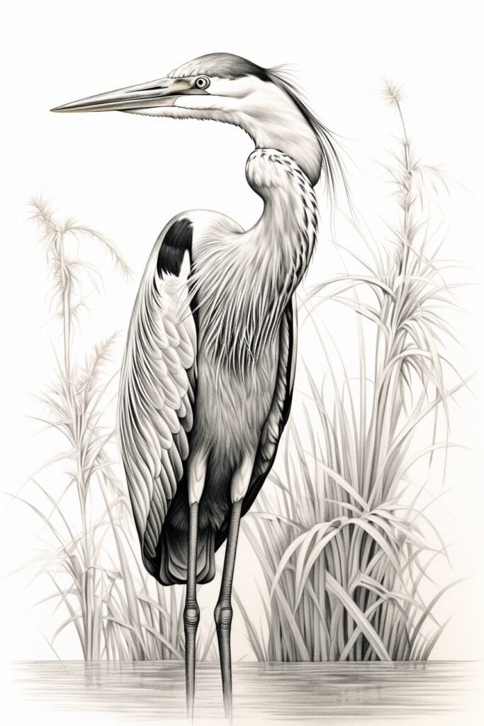 sketch of a heron