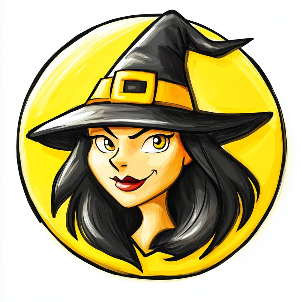 logo of a Halloween witch