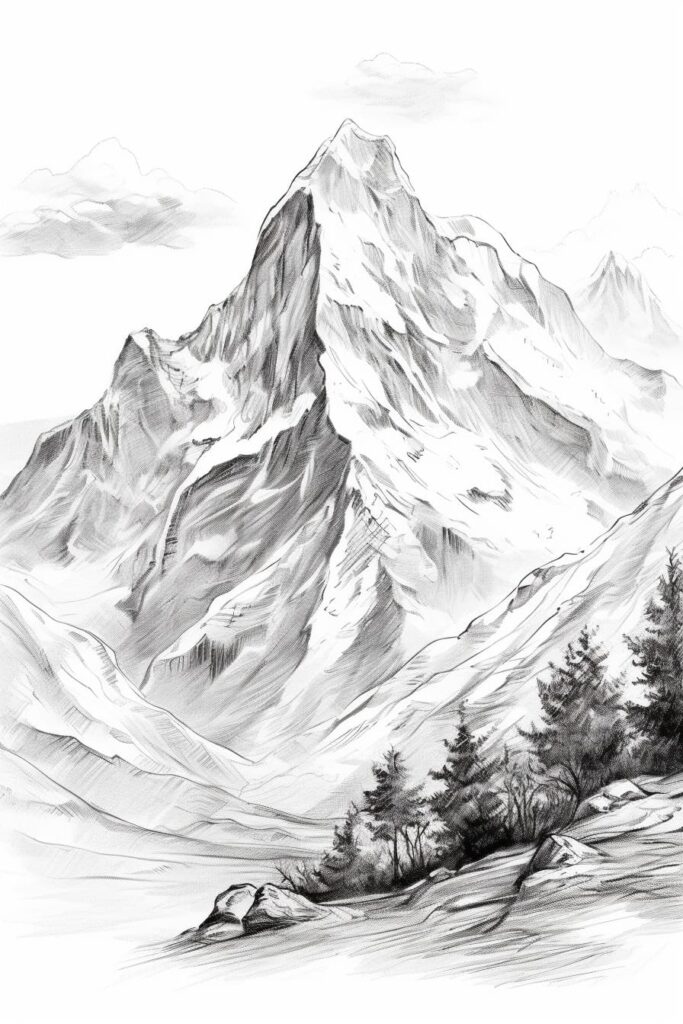 mountain landscape drawing