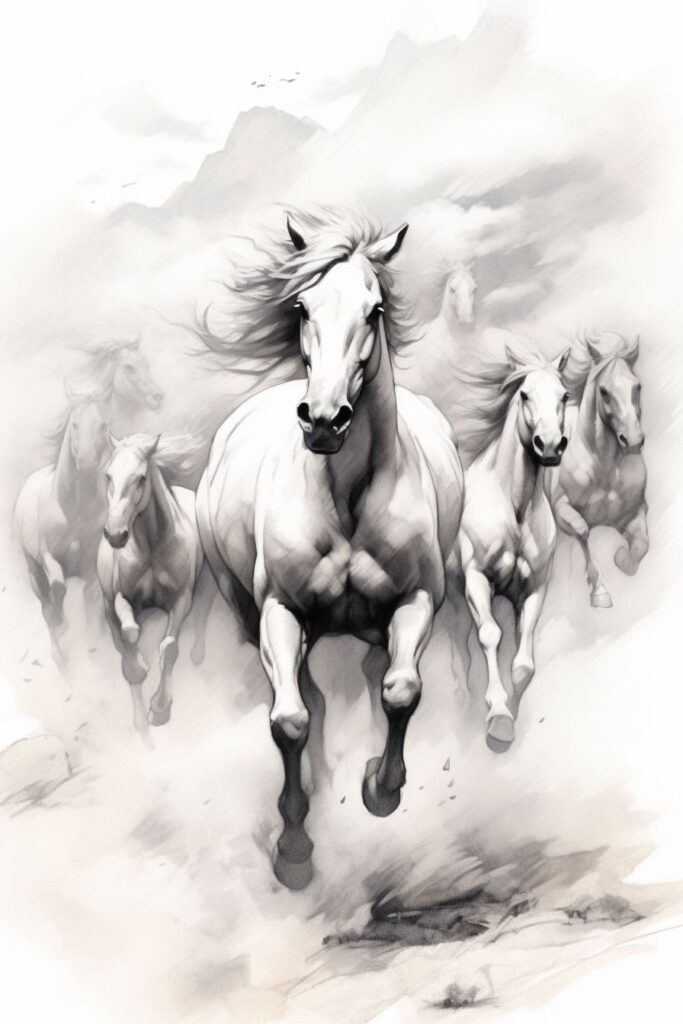 mustang herd running