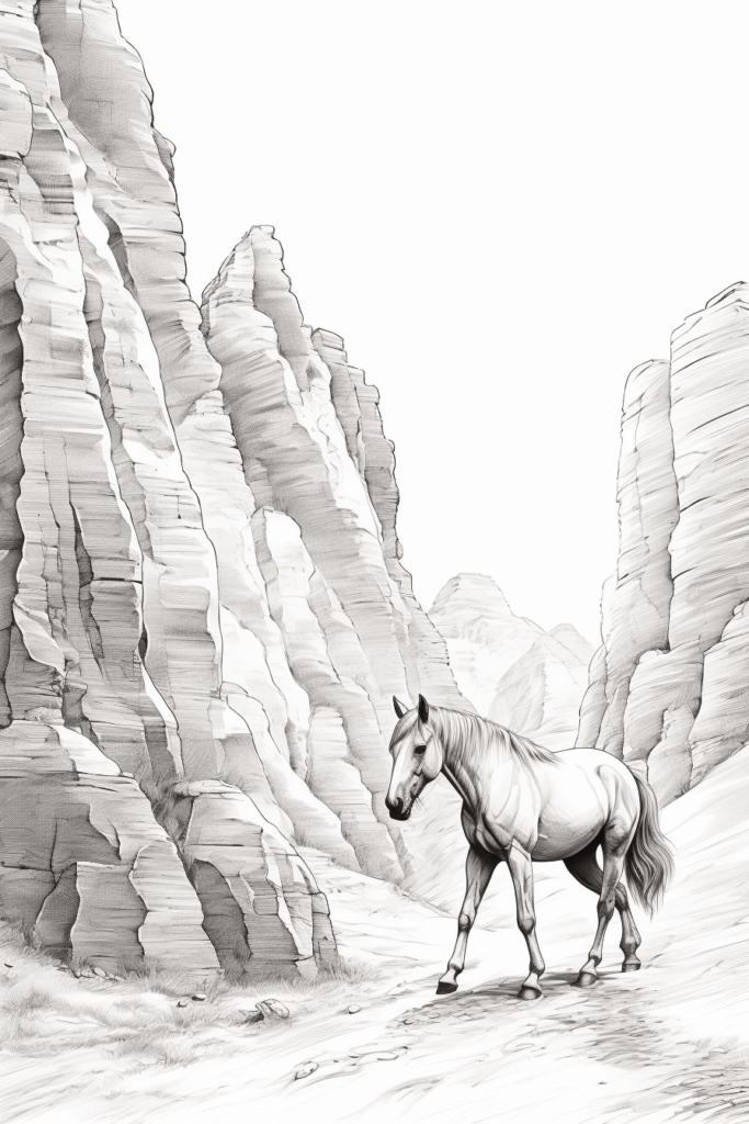 mustang horse in a canyon