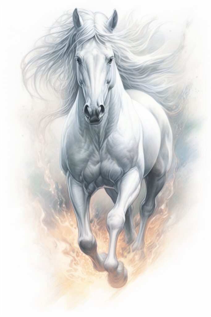 sketch of a mustang horse