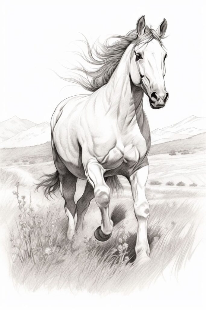 sketch of a mustange
