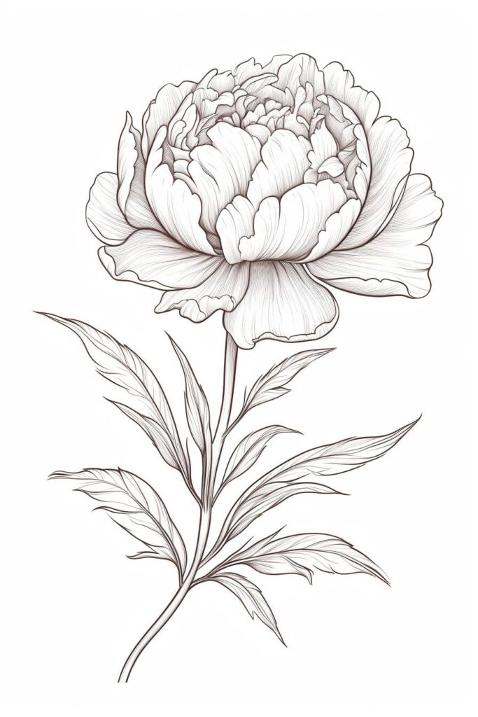 sketch of a peony flower