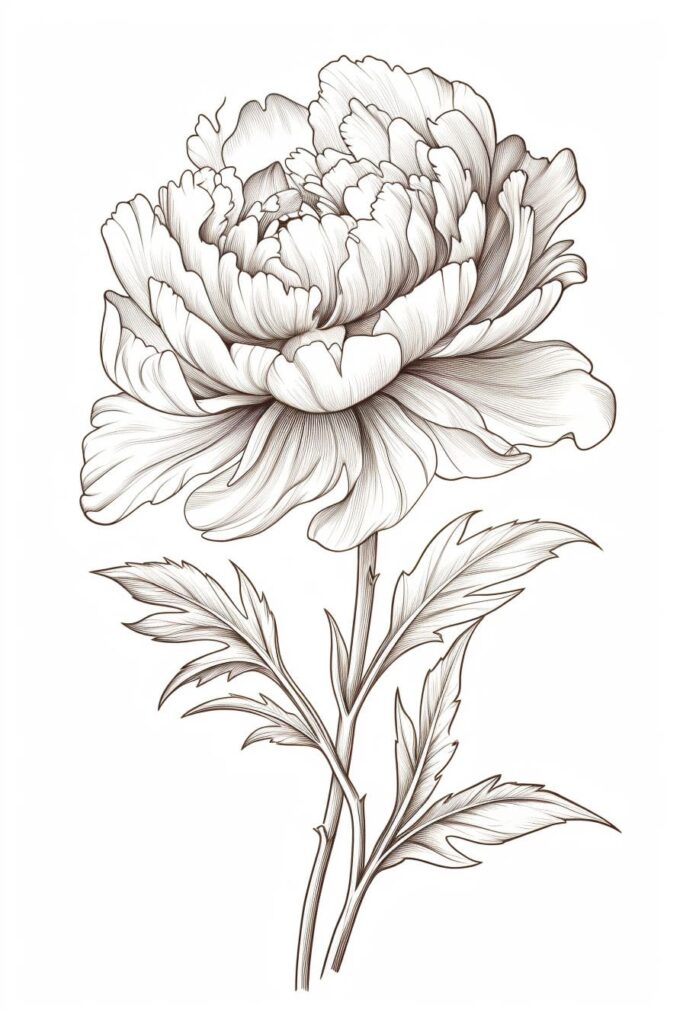 peony flower drawing