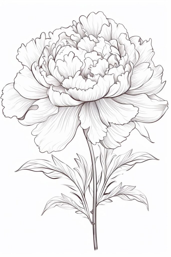 peony in black and white