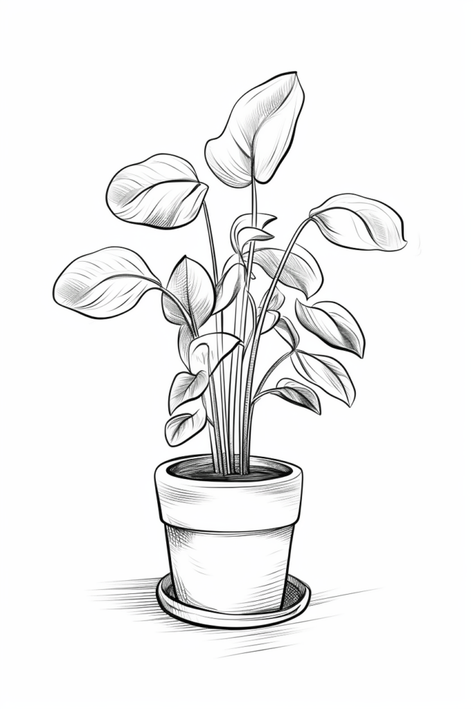 potted plant sketch