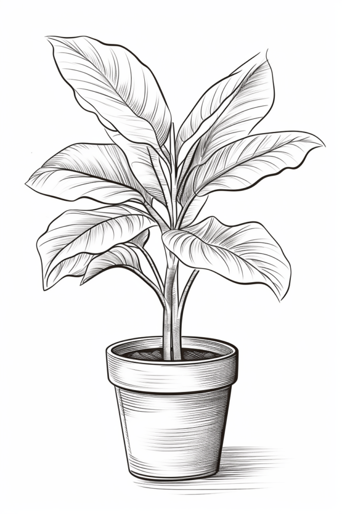 drawing of a plant in a pot