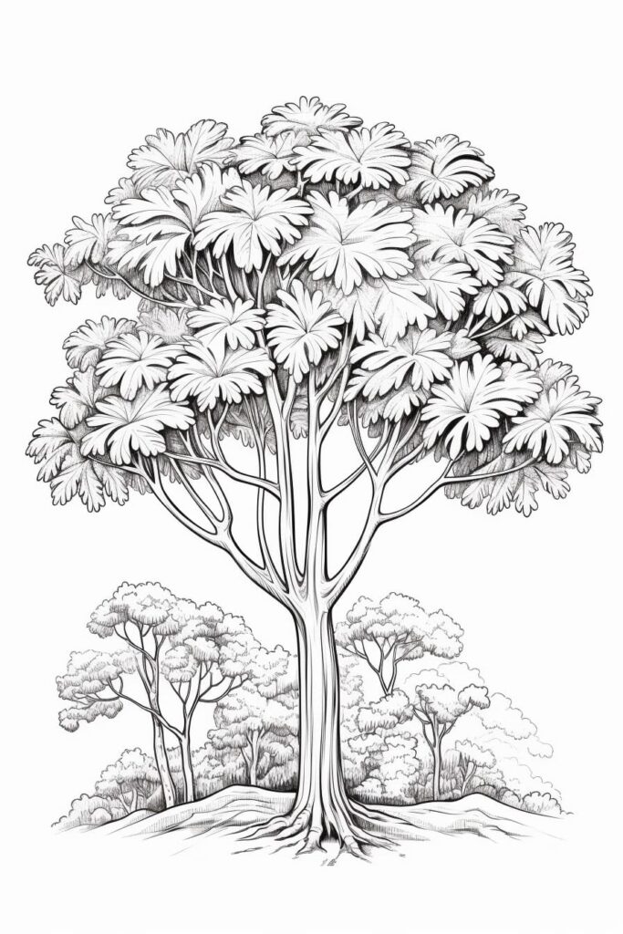 sketch of a rainforest tree