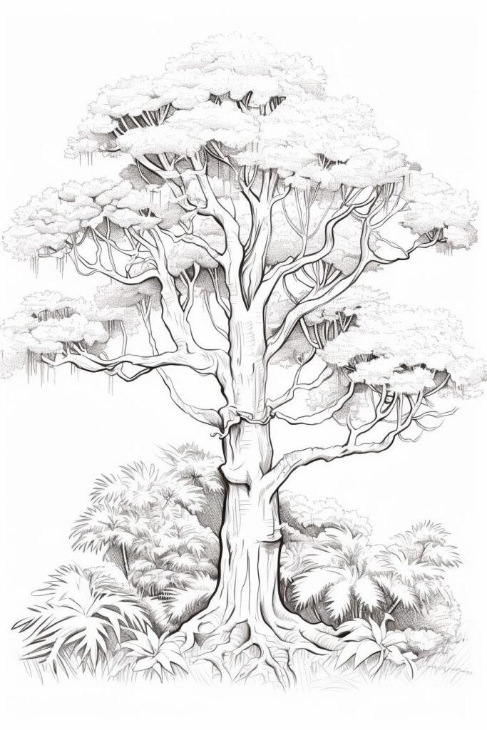 rainforest tree drawing