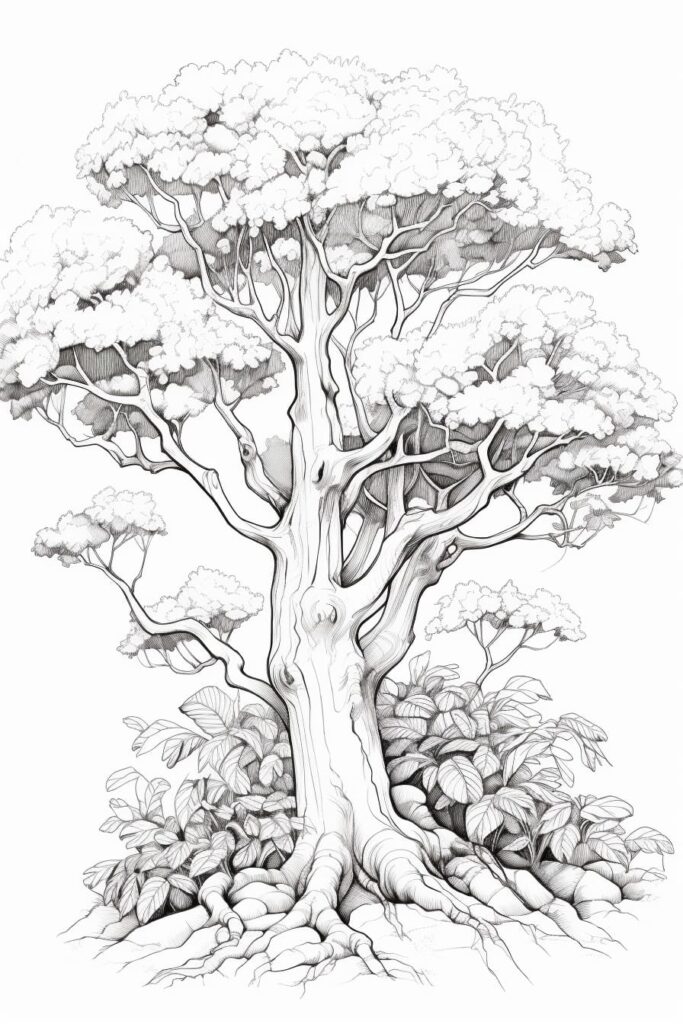 gorgeous rainforest tree drawing