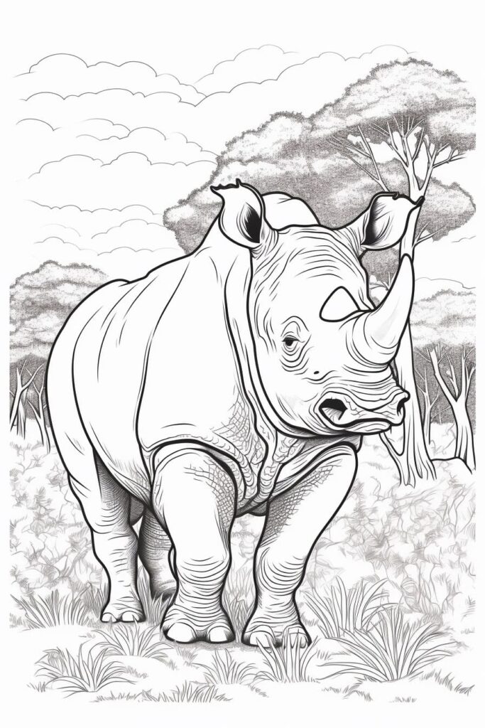 drawing of a rhinoceros