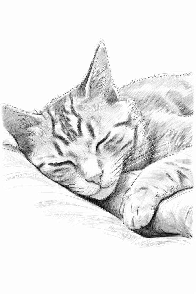 sketch of a sleeping cat