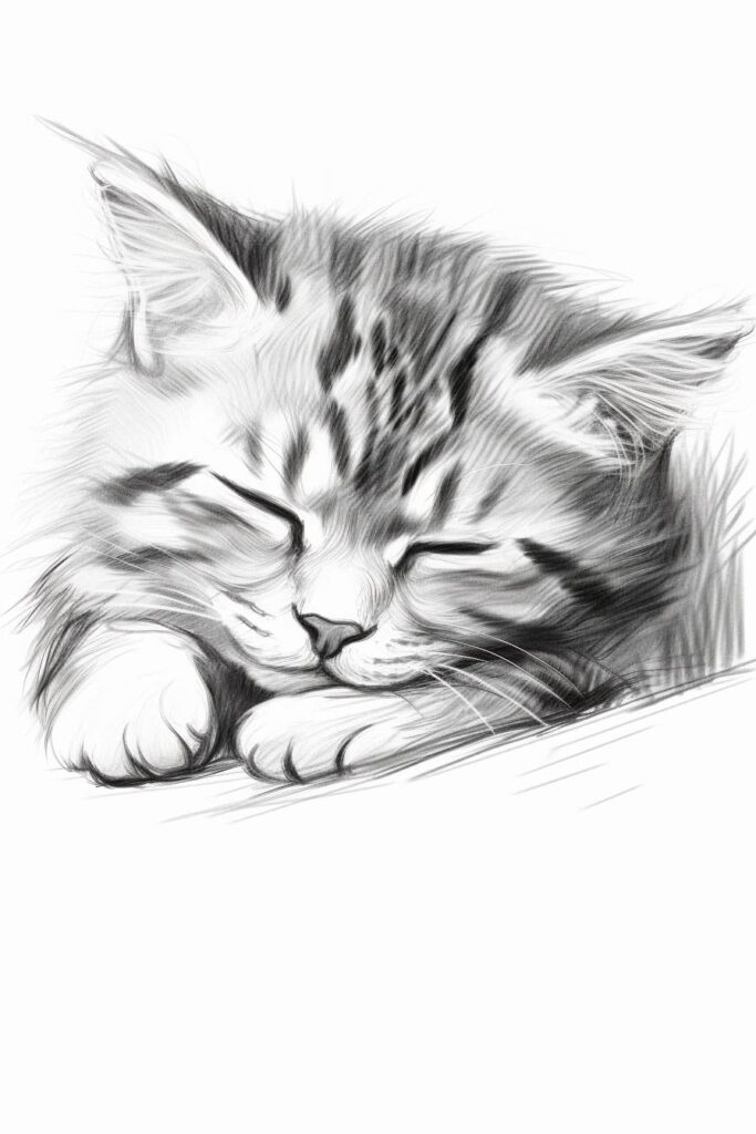 sleeping cat drawing