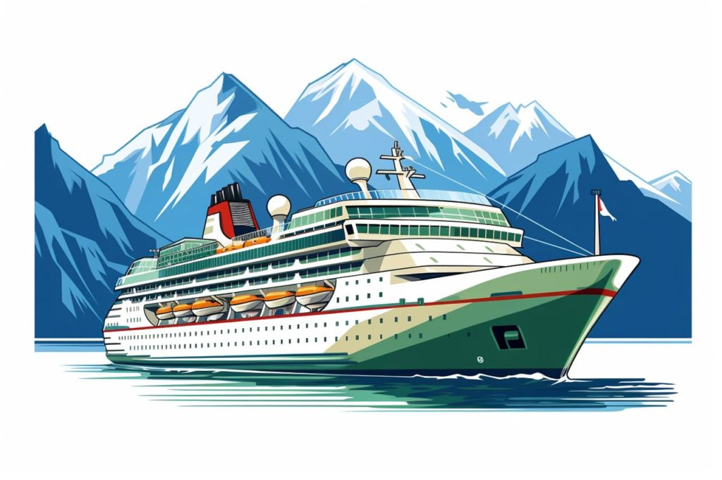 cruise ship sailing through fjords