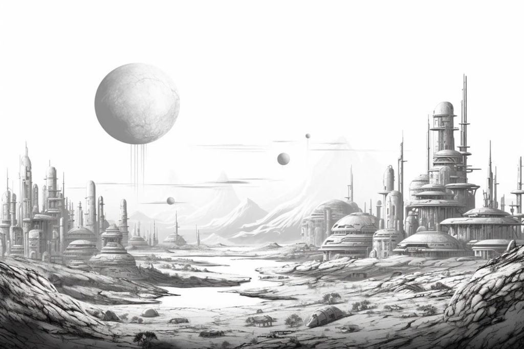 futuristic city on an exoplanet