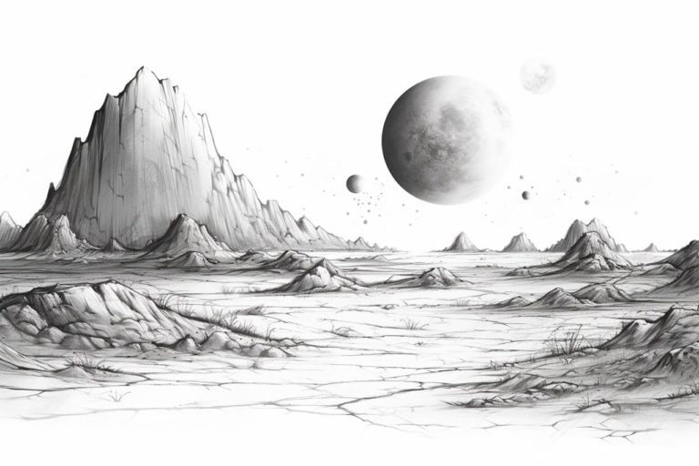 how to draw a lunar landscape