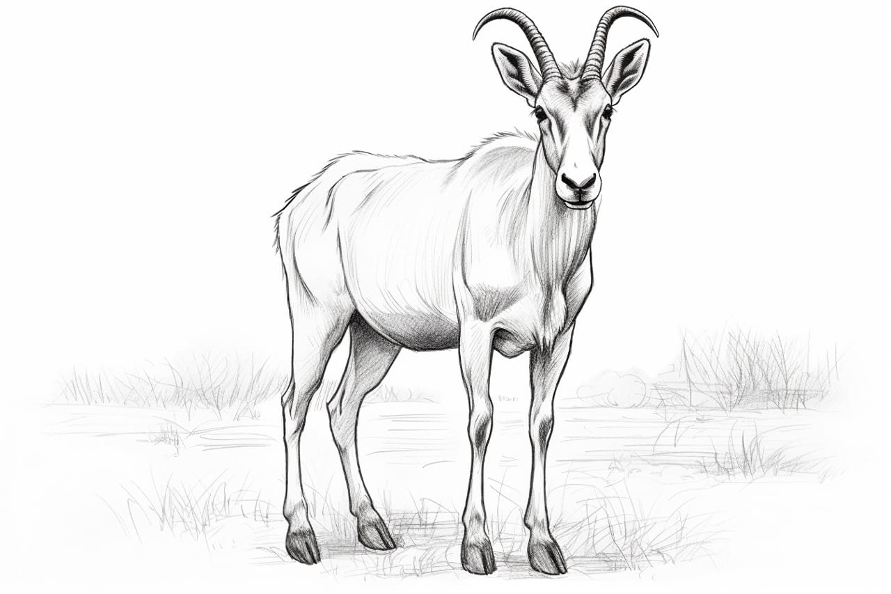 how to draw a saiga antelope