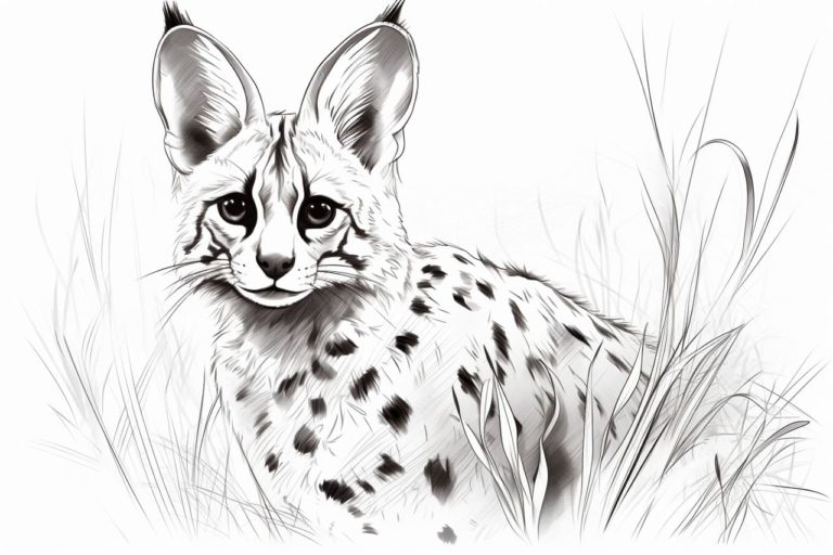 how to draw a serval