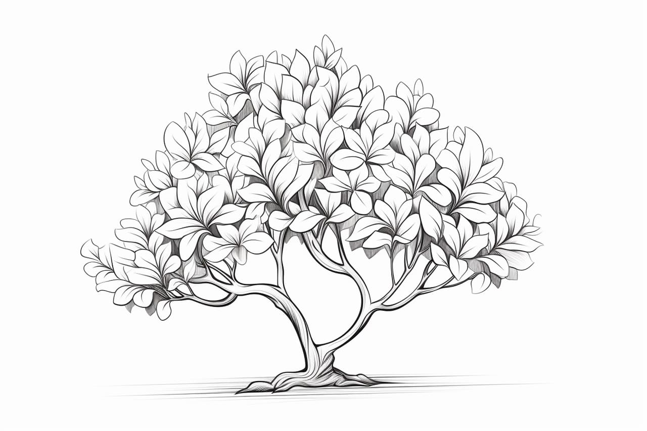 how to draw a shrub