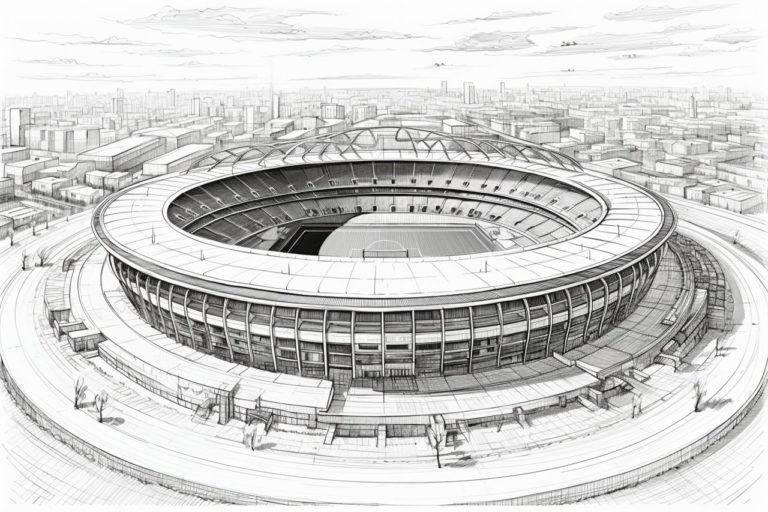 how to draw a soccer stadium