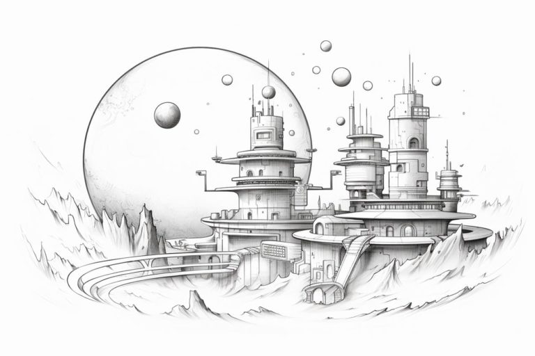 how to draw a space colony