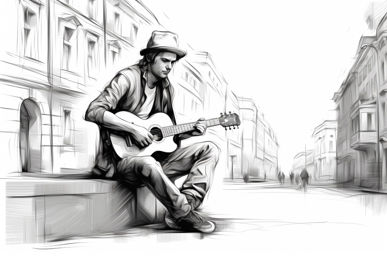 how to draw a street performer