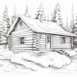 how to draw a winter cabin